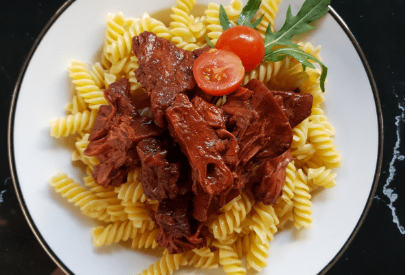 BBQ JACKFRUIT ON PASTA